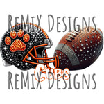 Custom Rhinestone Helmet and Football PNG for Tshirts Tumblers Crafting Sublimation Digital Paper