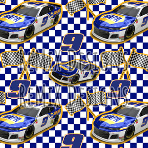 Car racing, racing flags, chase Elliot 9 racing circuit (Seamless Digital File)