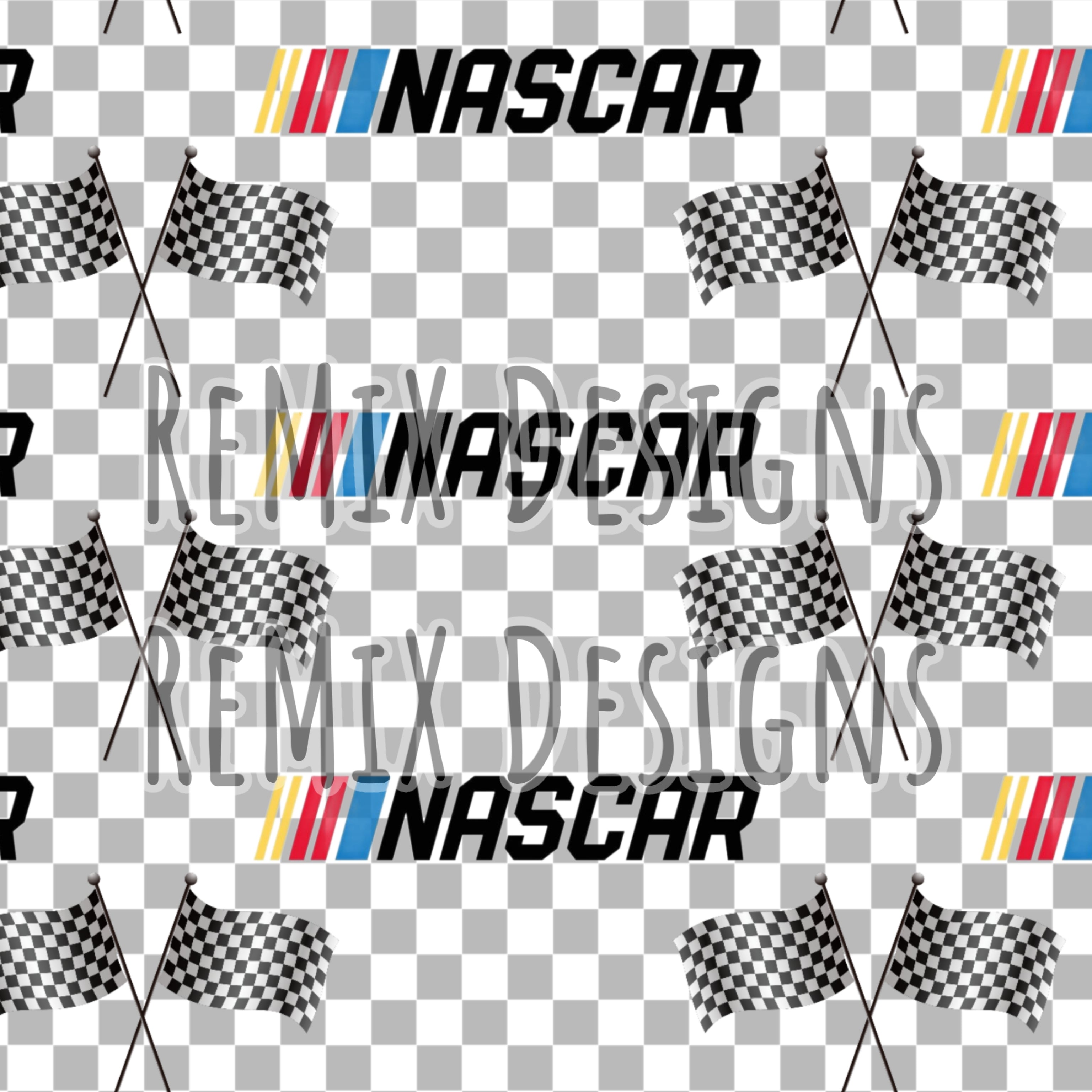 NASCAR Car racing, racing flags, racing circuit (Seamless Digital File)