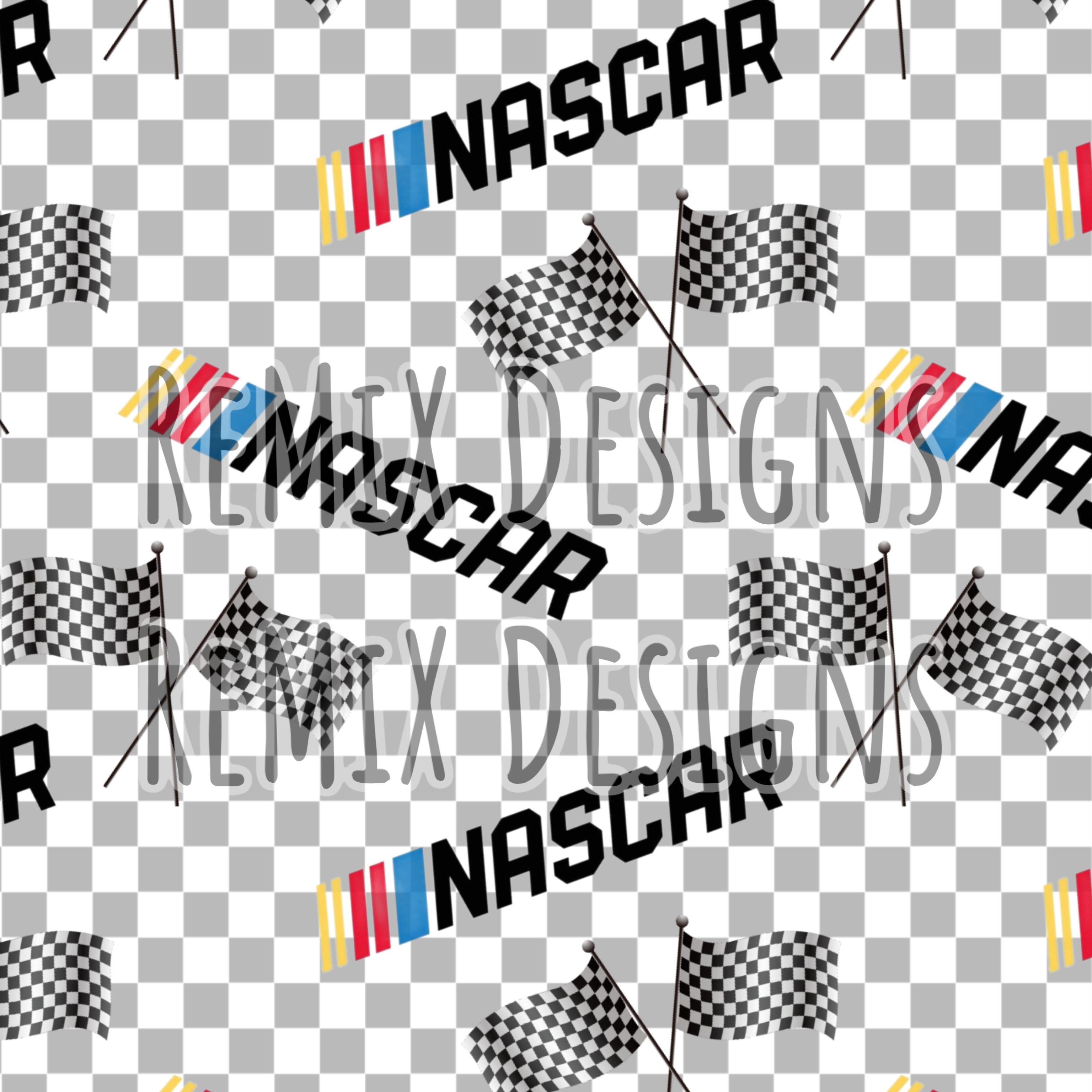 NASCAR Car racing, racing flags, racing circuit (Seamless Digital File)