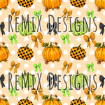 Orange green white Fall Pumpkins autumn dainty girls coquette bows (Seamless Digital File)