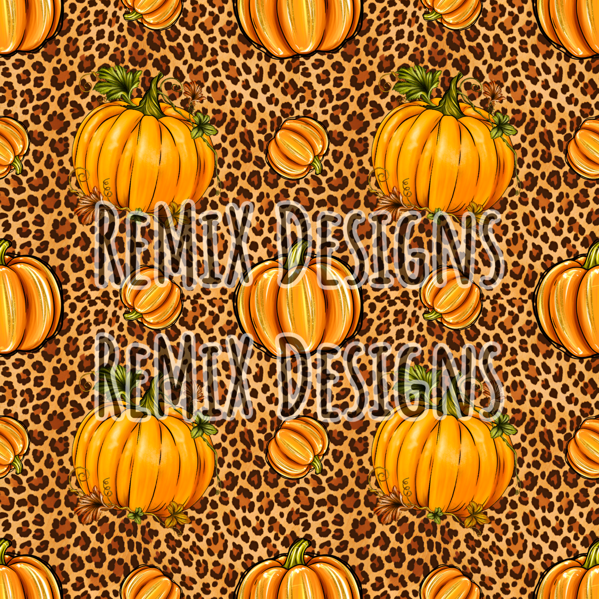 Leopard Fall Pumpkins autumn dainty girls (Seamless Digital File)