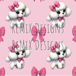 Pink Poodle Coquette Bows (Seamless Digital File)