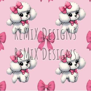 Pink Poodle Coquette Bows (Seamless Digital File)