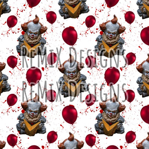 Halloween horror we all float red balloon pennywise killer clown scary blood splatter spooky (Seamless Digital File)