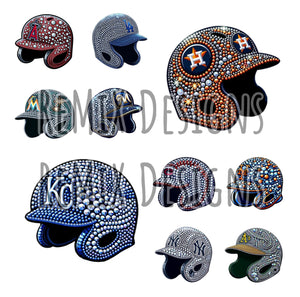 Pro Baseball All 30 Teams Rhinestone Baseball Helmets Clipart Bundle (Digital PNG Files)