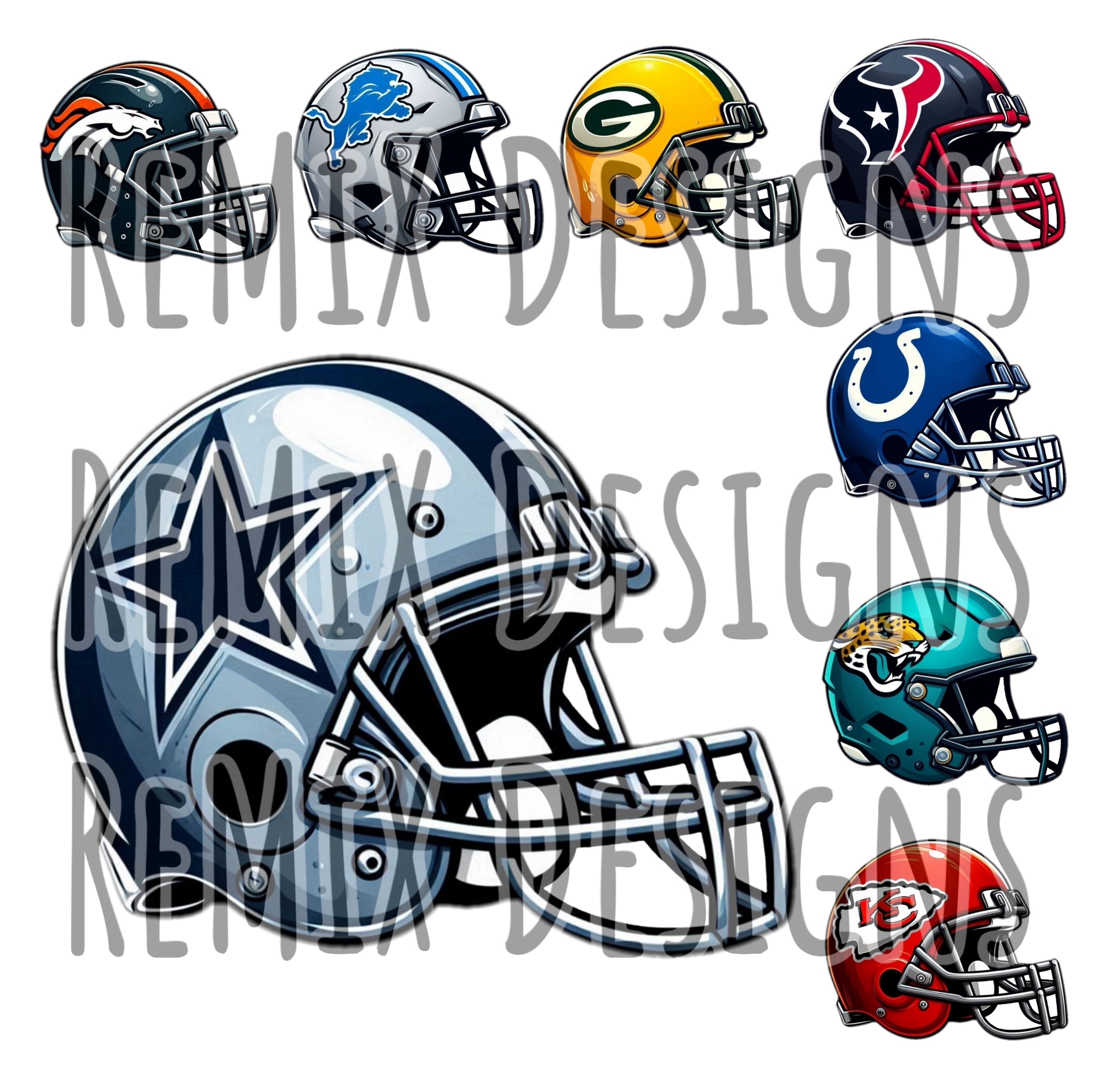 Pro Football Teams Helmet Clipart Bundle (Digital PNG Files)