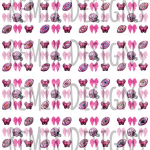 Pro Football All 32 Teams Rhinestone Pink Football PNG Bundle (Digital PNG Files)