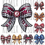 College Football Teams Rhinestone Coquette Cheer Bows Clipart Bundle (Digital PNG Files)