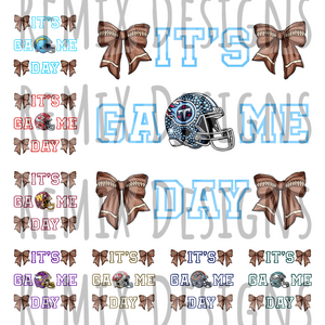 It's Game Day Coquette Bows, Bundle 1, Pro Football All 32 Teams Rhinestone PNG Bundle (Digital PNG Files)