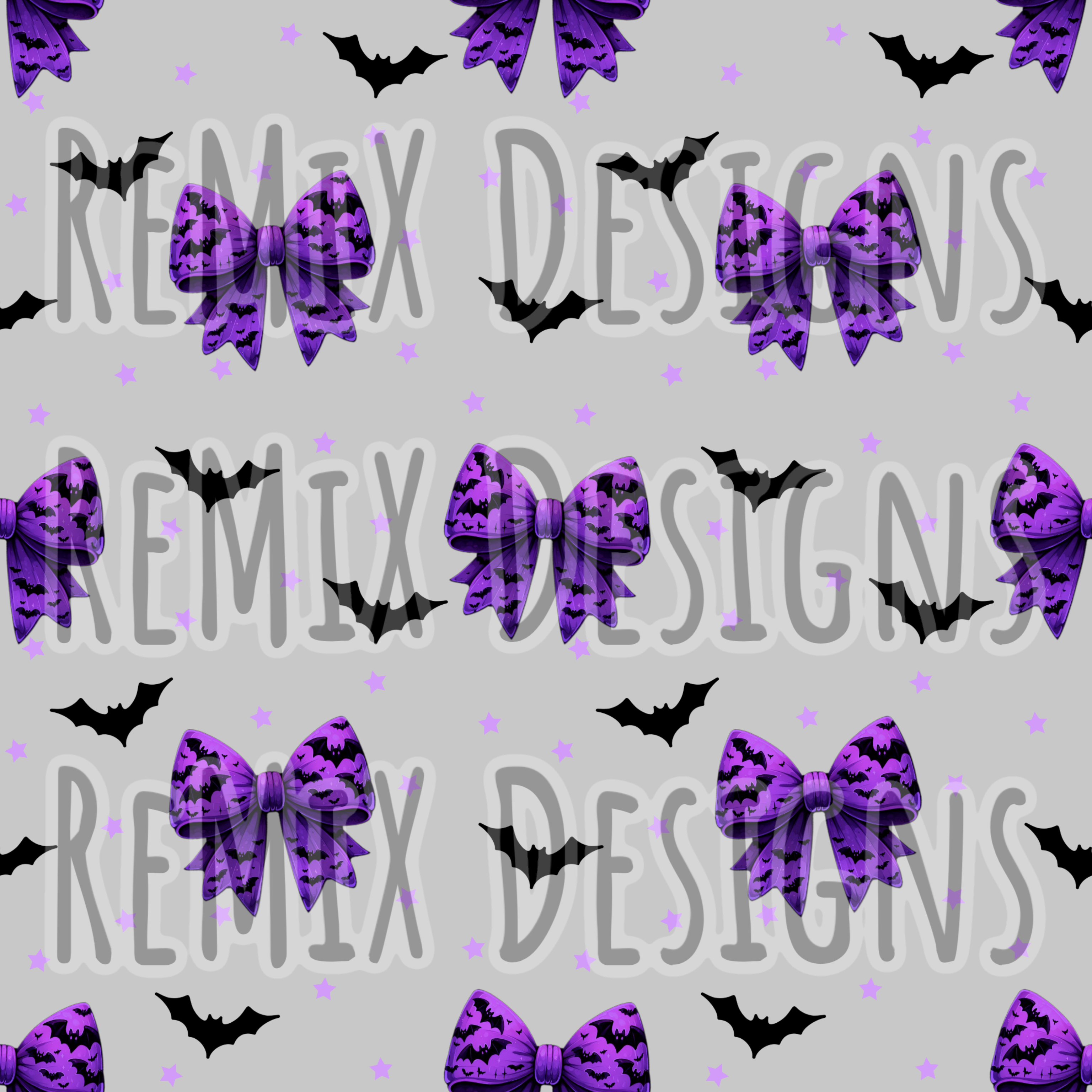 Batty bats purple Halloween girly coquette bows (Seamless Digital File)