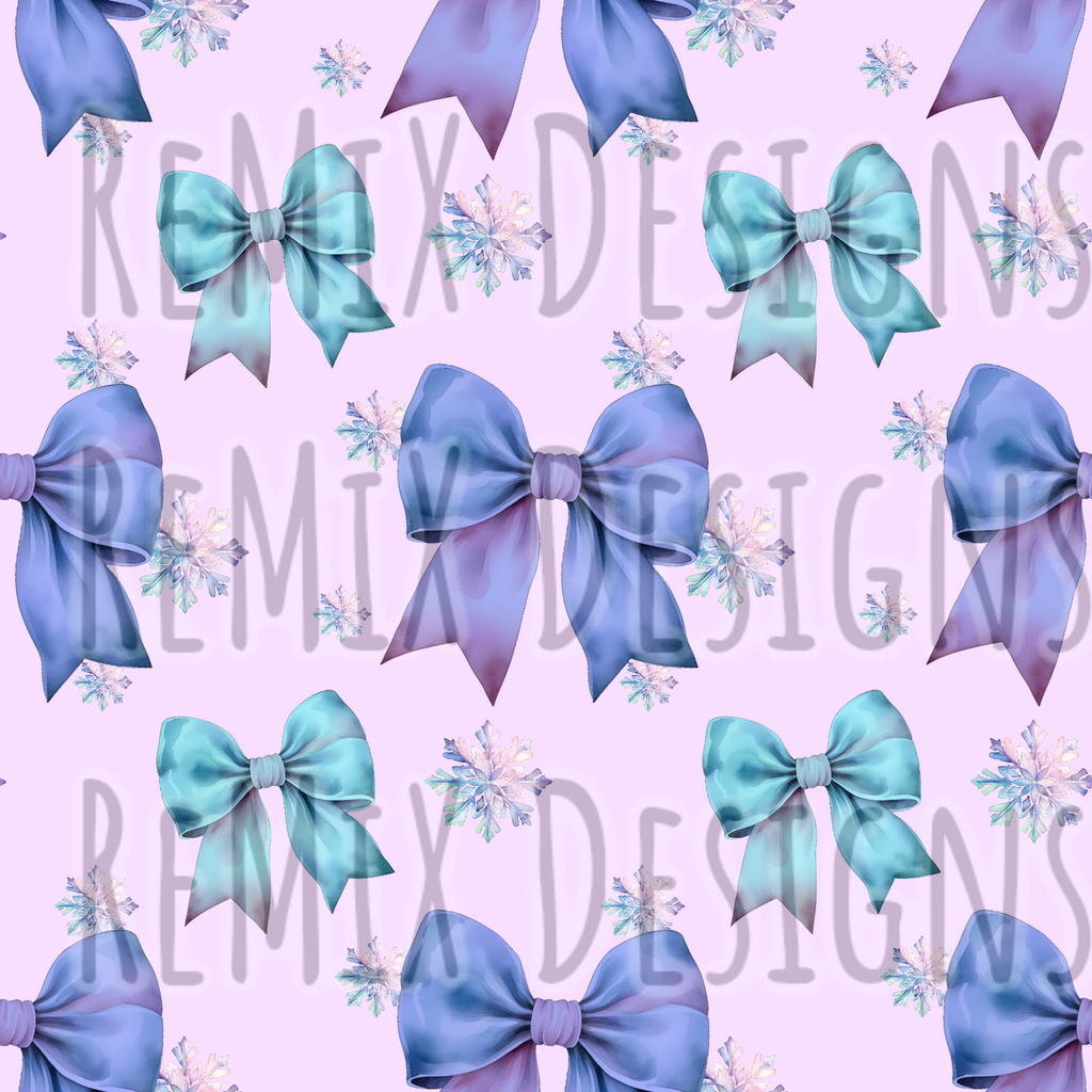 Winter Snowflake Bows (Seamless Digital File)