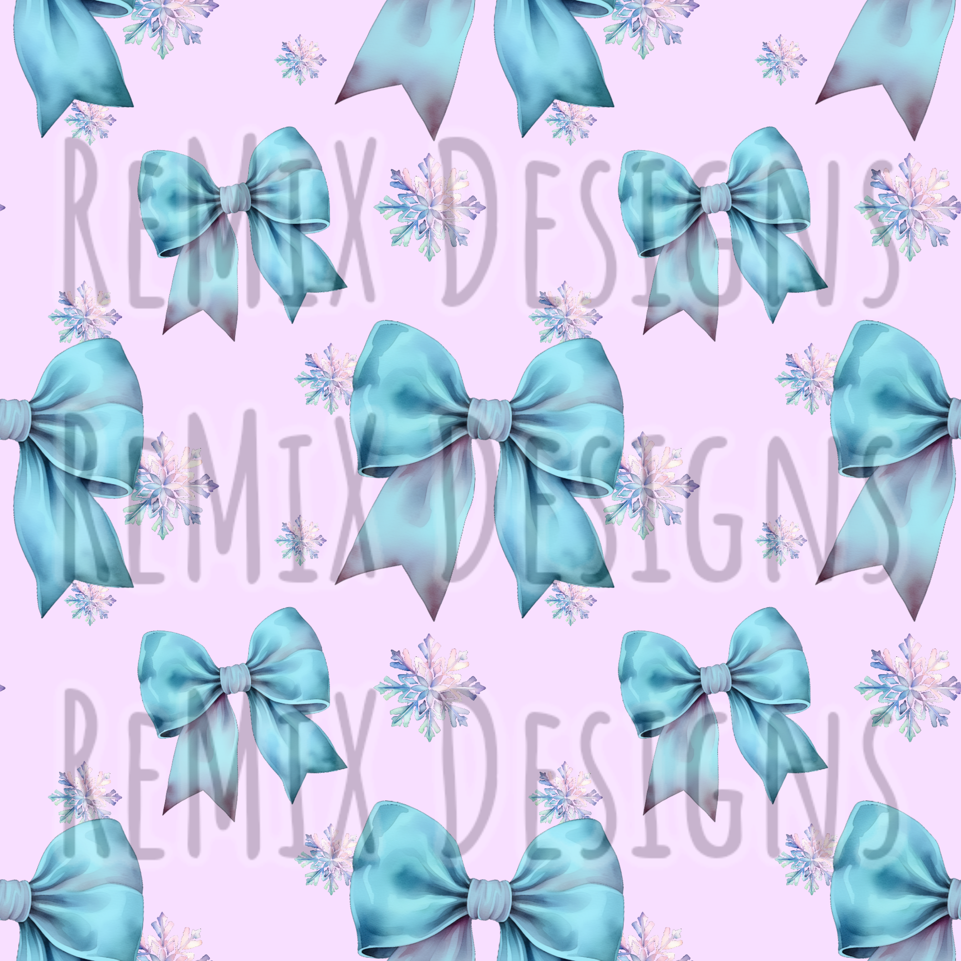 Winter Snowflake Bows (Seamless Digital File)