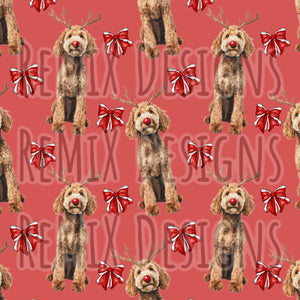 Golden doodle Reindeer Bows (Seamless Digital File)