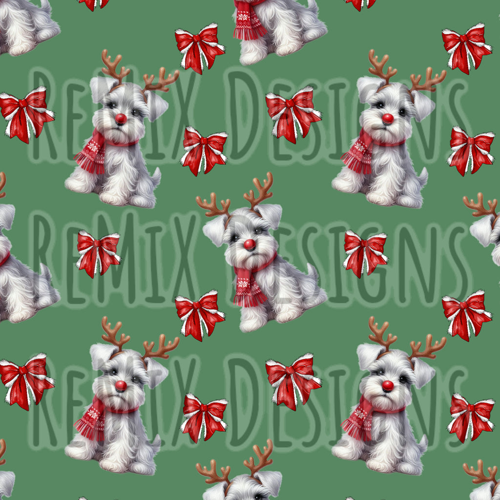 Schnauzer Reindeer Bows (Seamless Digital File)