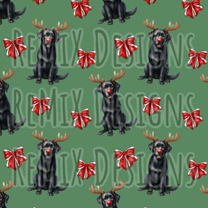 Labrador Reindeer Bows (Seamless Digital File)