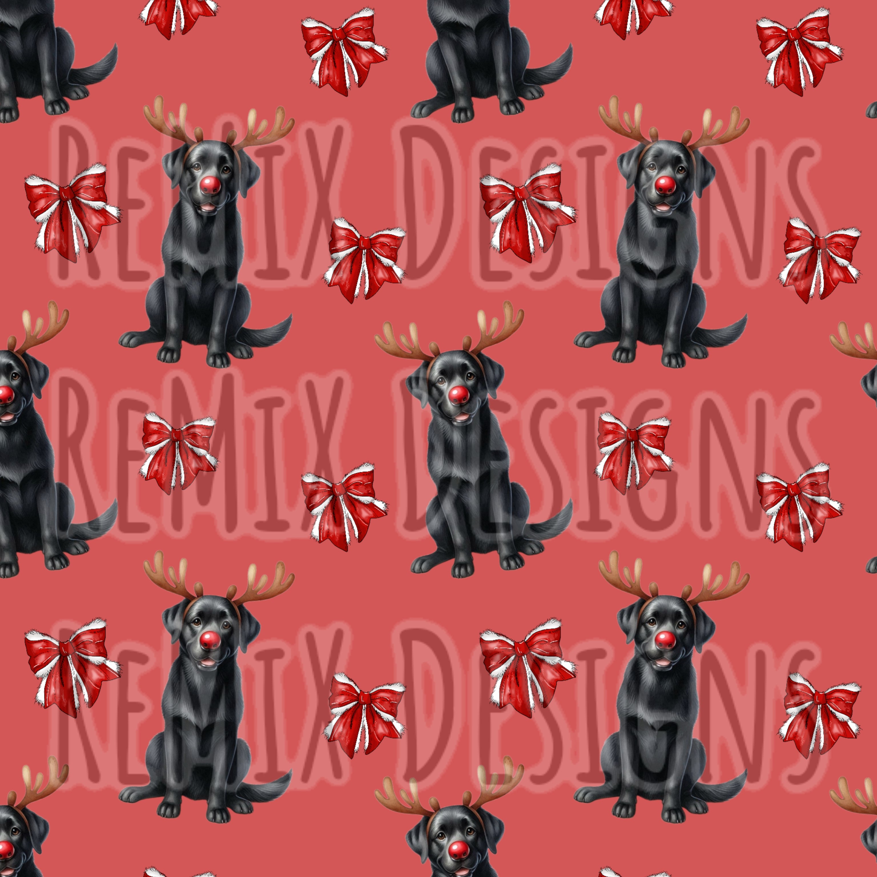 Labrador Reindeer Bows (Seamless Digital File)