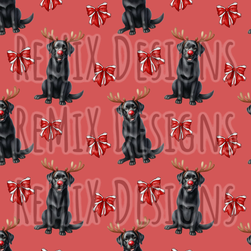 Labrador Reindeer Bows (Seamless Digital File)