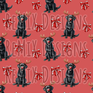 Labrador Reindeer Bows (Seamless Digital File)