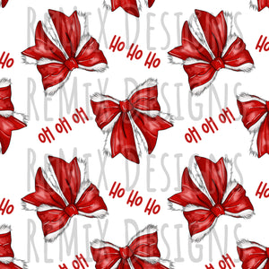 Santa Ho Ho Ho Bows (Seamless Digital File)