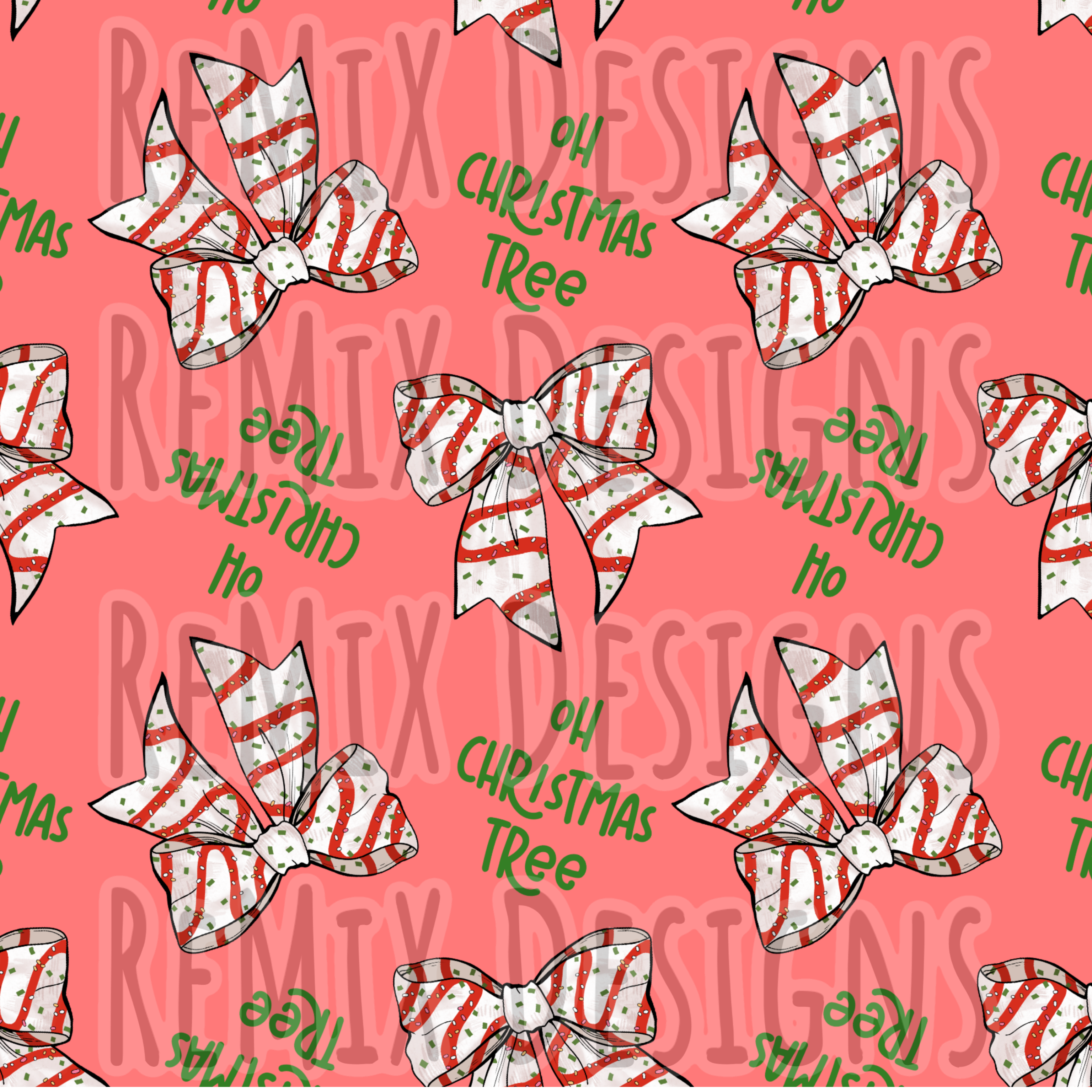 Oh Christmas Tree Striped Bows (Seamless Digital File)