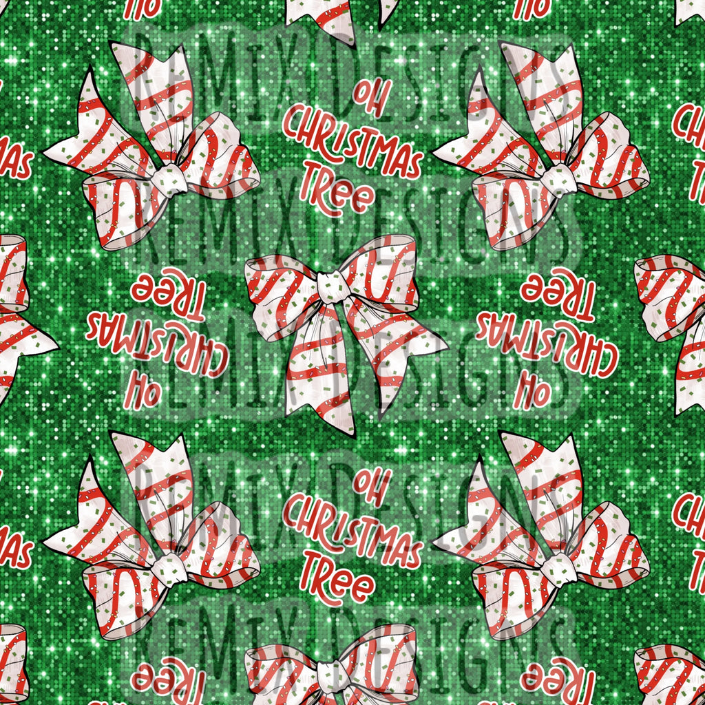 Oh Christmas Tree Striped Bows (Seamless Digital File)