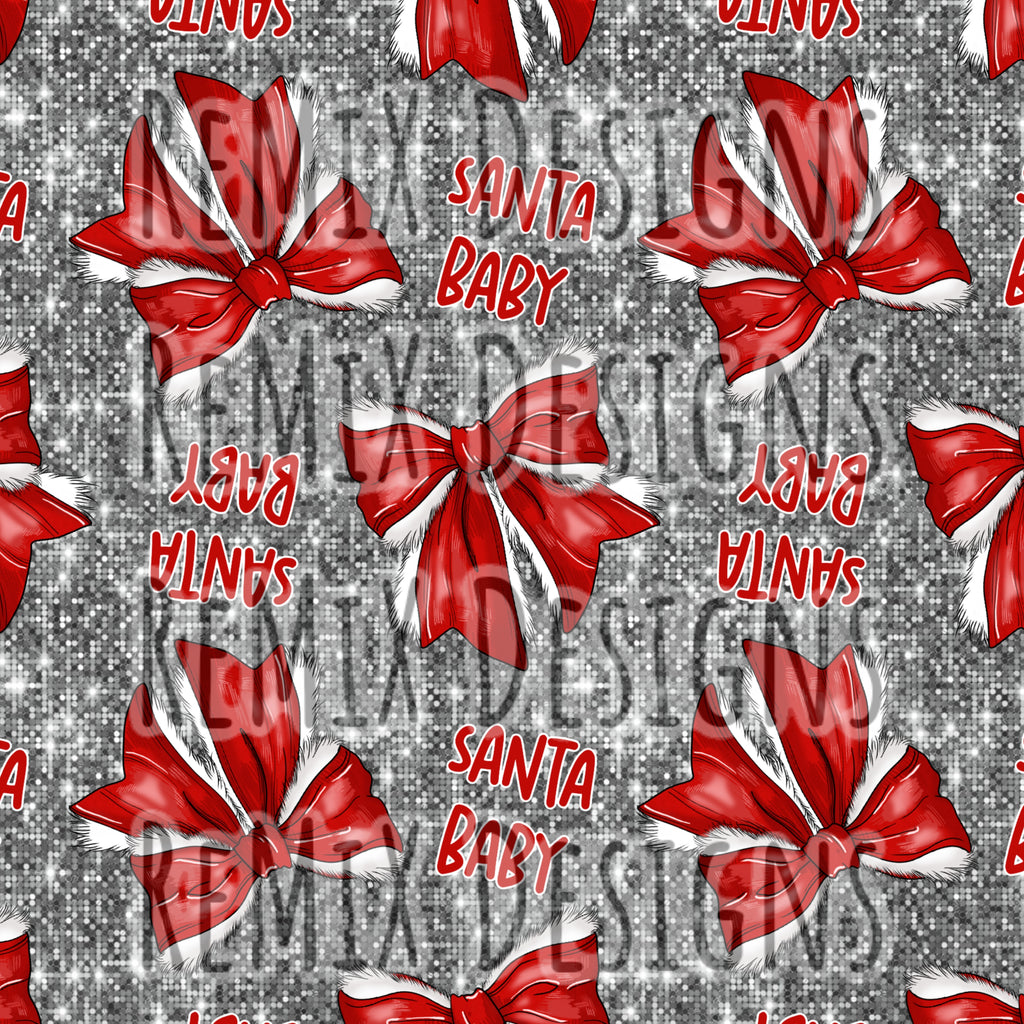 Santa Baby Santa Bows (Seamless Digital File)