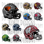 College Football Teams Rhinestone Helmet Clipart Bundle, 44 Teams (Digital PNG Files)