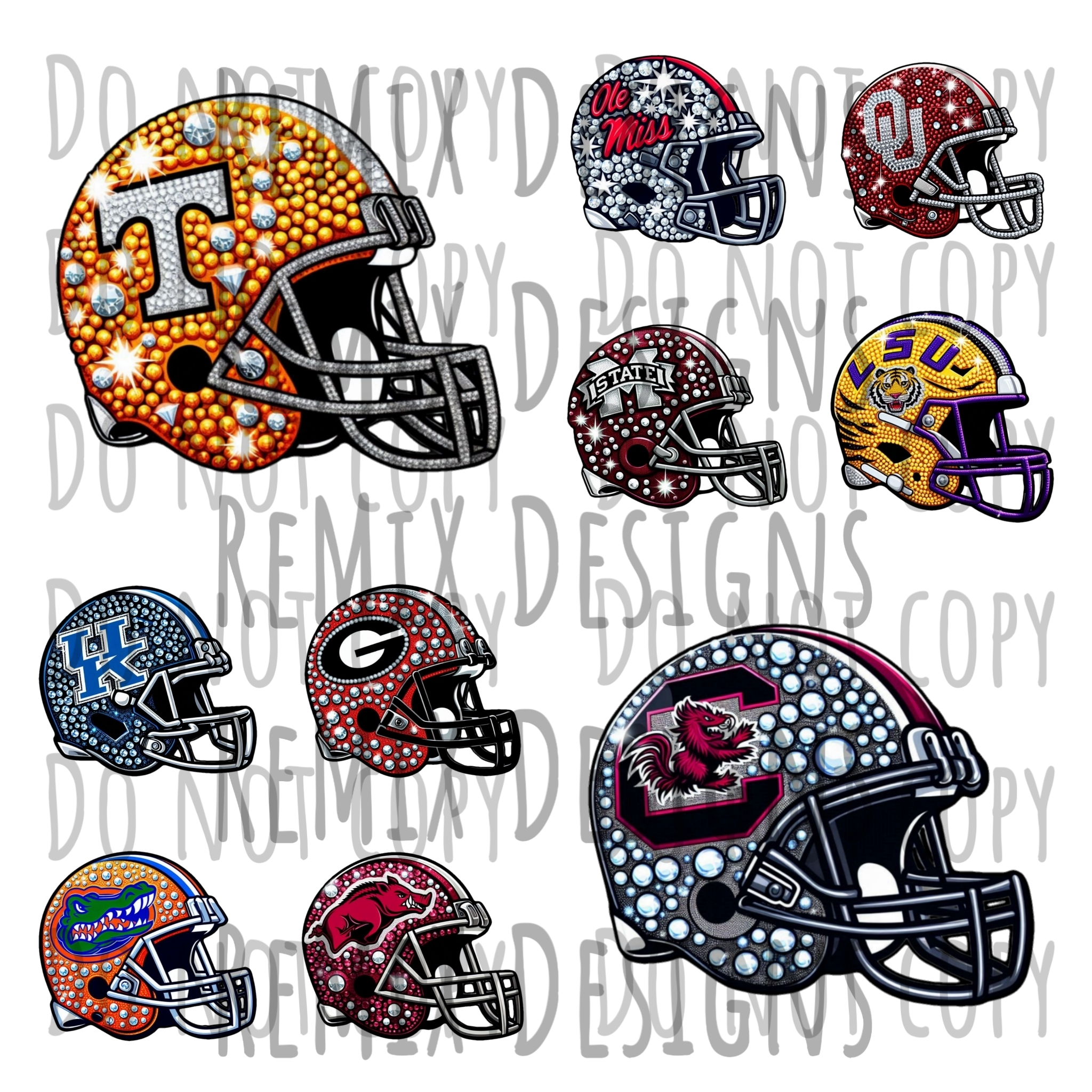 College Football Teams Rhinestone Helmet Clipart Bundle, 44 Teams (Digital PNG Files)