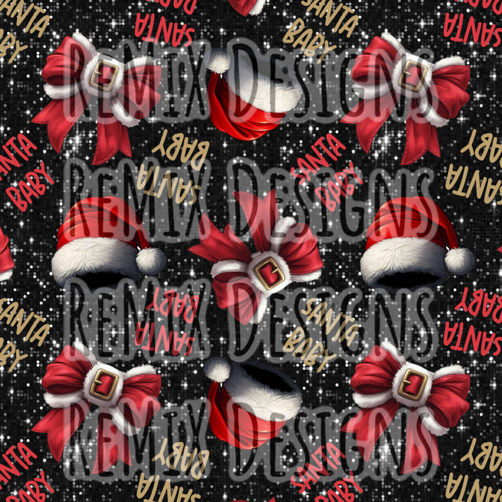 Santa Baby Hat Santa Bows (Seamless Digital File)