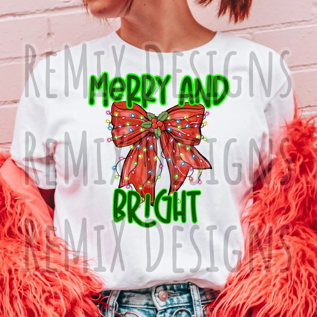 Merry And Bright Bow (PNG Digital File)