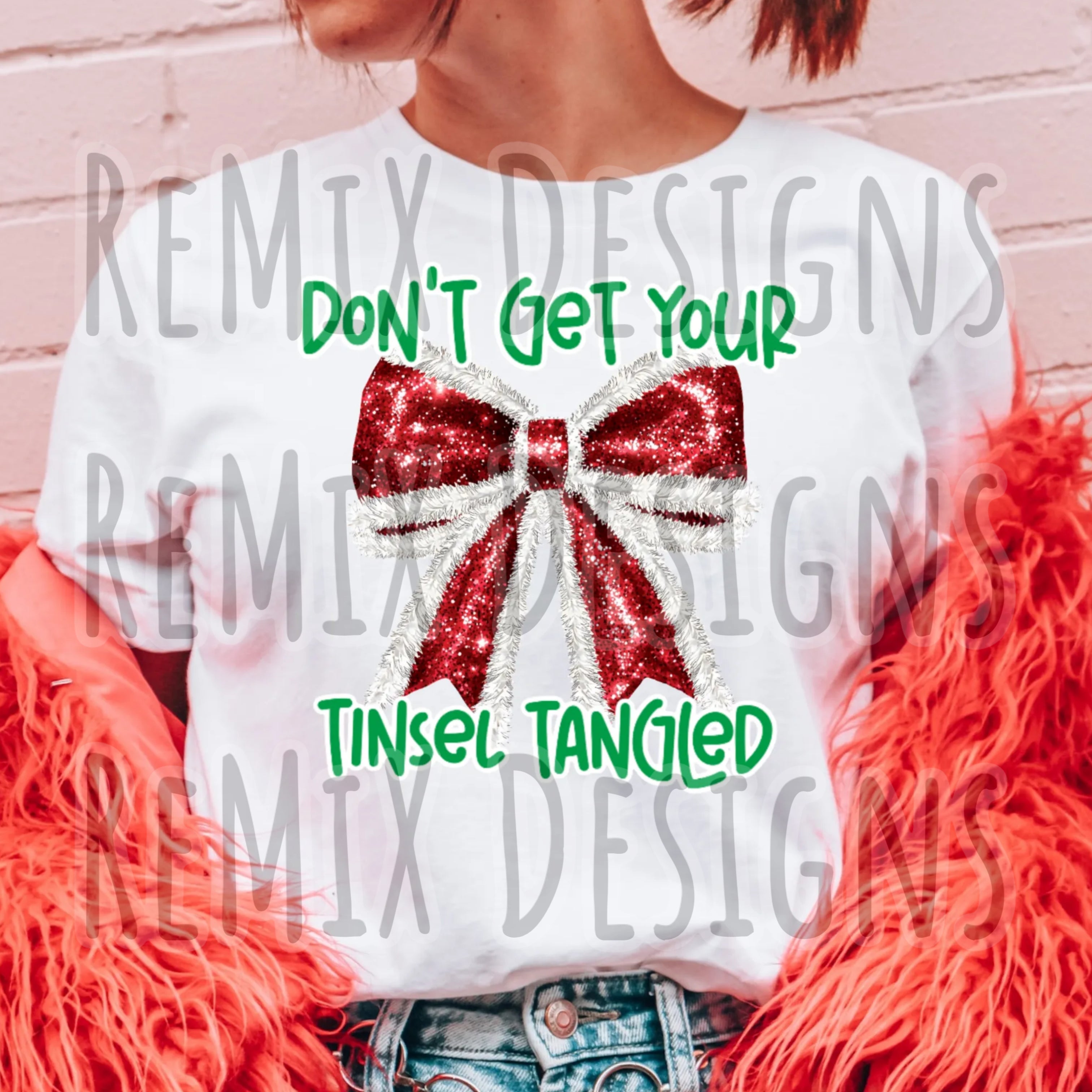 Don't Get Your Tinsel Tangled Bow (PNG Digital File)