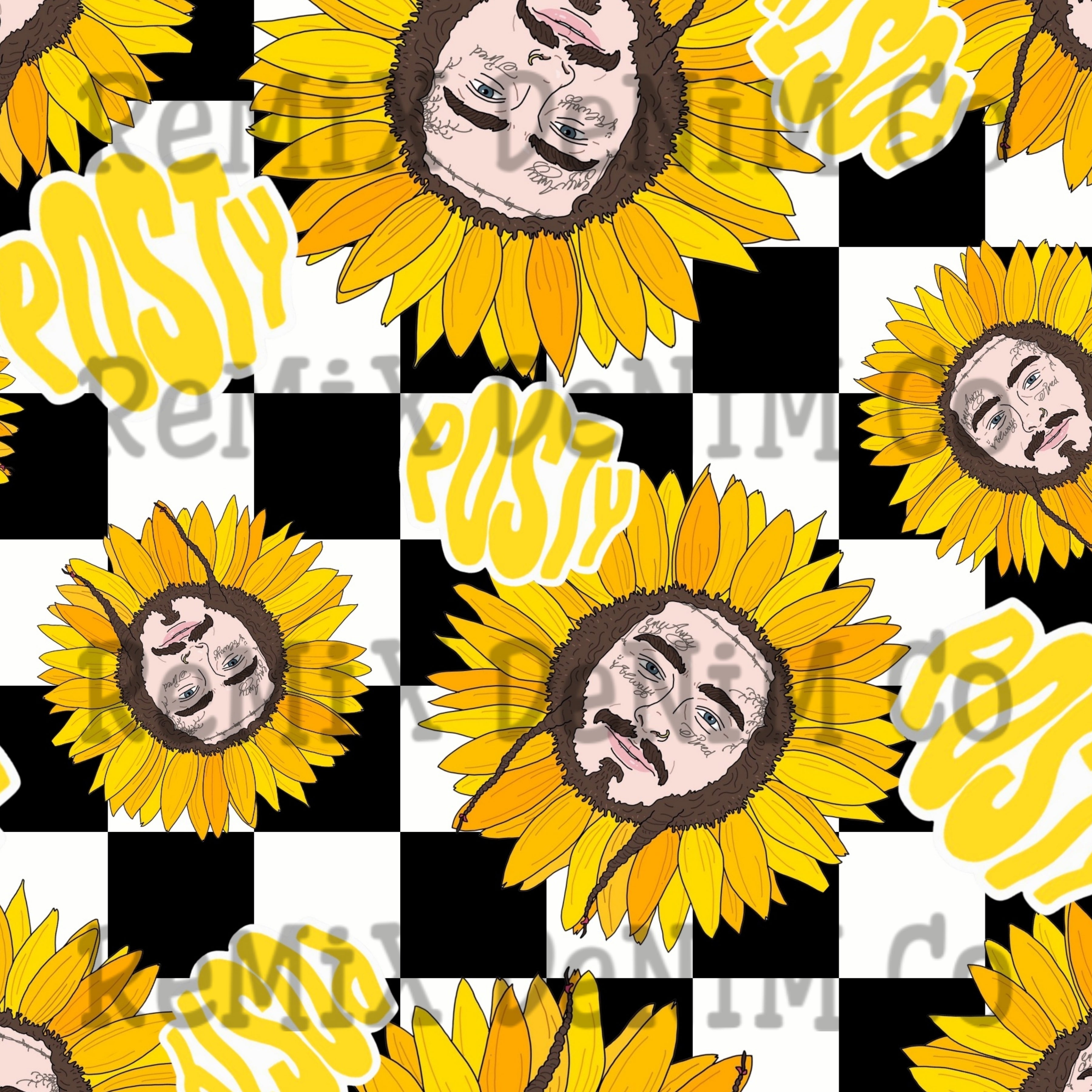 Checkered Sunflowers Posty