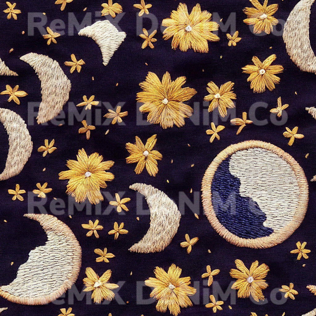 Moon and Star Embroidery