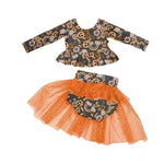Boho Pumpkins Peplum and Skirted Bottoms Set (READY TO SHIP)