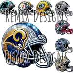 Pro Football Teams Rhinestone Helmet Clipart Bundle (Digital PNG Files)