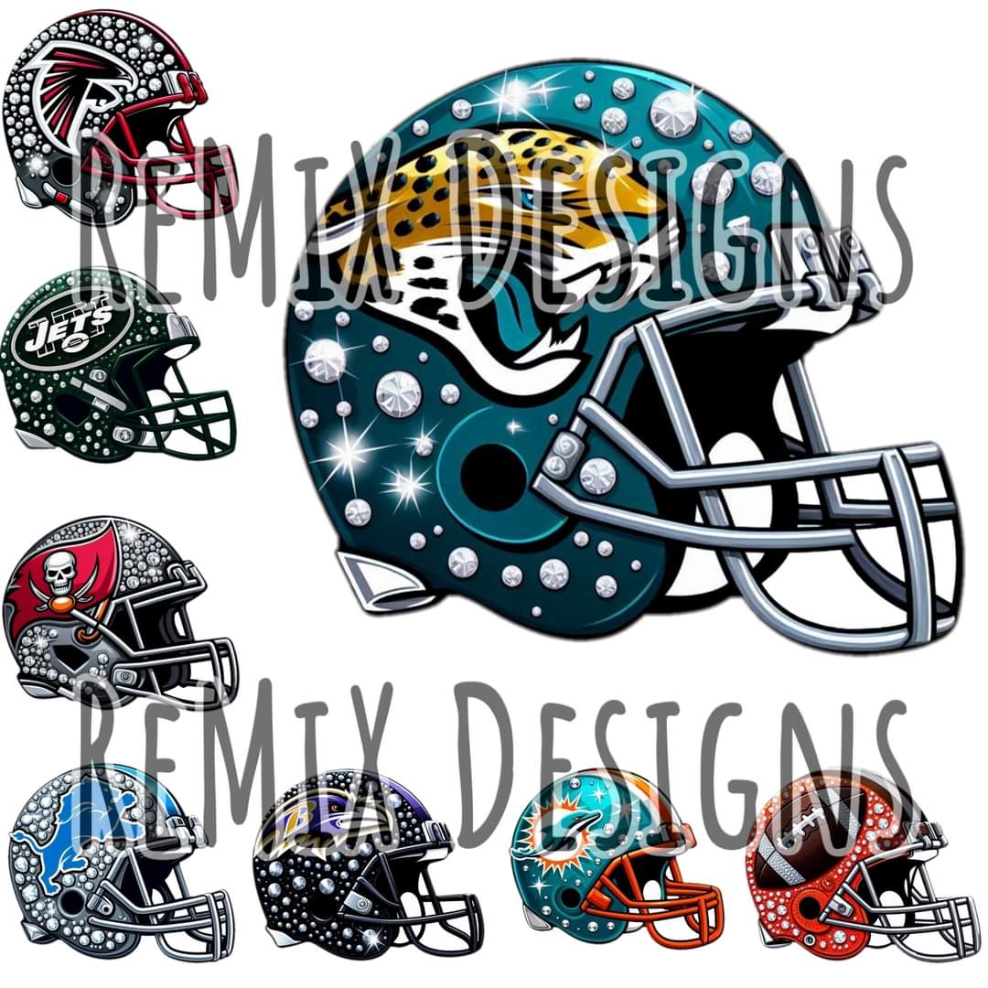 Pro Football Teams Rhinestone Helmet Clipart Bundle (Digital PNG Files)