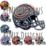 Pro Football Teams Rhinestone Helmet Clipart Bundle (Digital PNG Files)