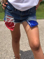 American Honey Sequin Hilo Distressed Shorties