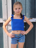 Americana Pearls Distressed Shorts