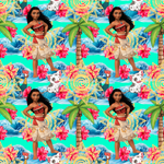 Hawaiian Polynesian Princess Maui Oceania Ocean Waves Pua Heihei bright (Seamless Digital File)