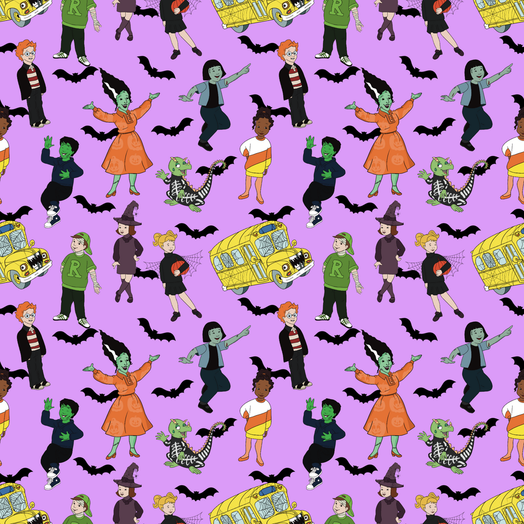 Magic schoolbus, miss frizzle, Halloween, seatbelts everyone (Seamless Digital File)