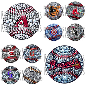 Pro Baseball All 30 Teams Rhinestone Baseballs Clipart Bundle (Digital PNG Files)