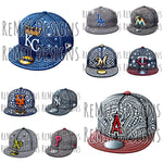 Pro Baseball All 30 Teams Rhinestone Flatbill Hats Clipart Bundle (Digital PNG Files)