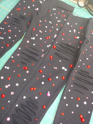 Mystery Glitz Bling Distressed Leggings