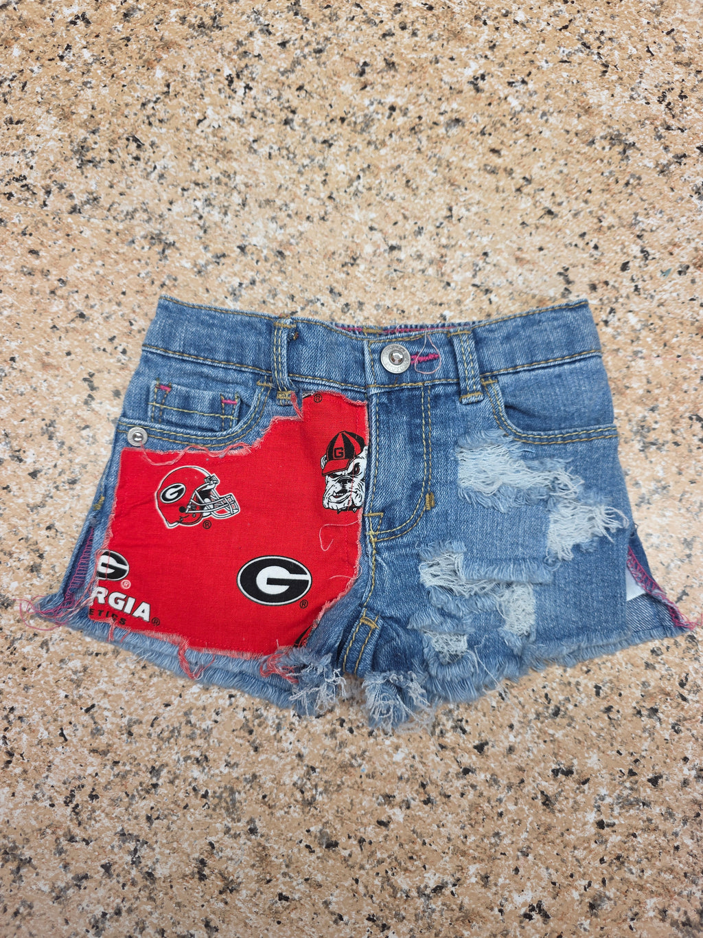 12 months GA football distressed shorts (READY TO SHIP)