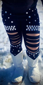 Mystery Glitz Bling Distressed Leggings