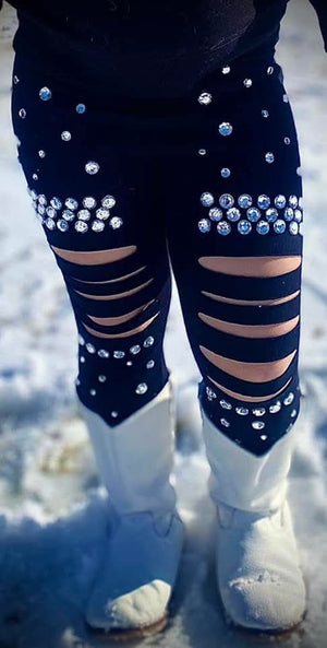 Mystery Glitz Bling Distressed Leggings