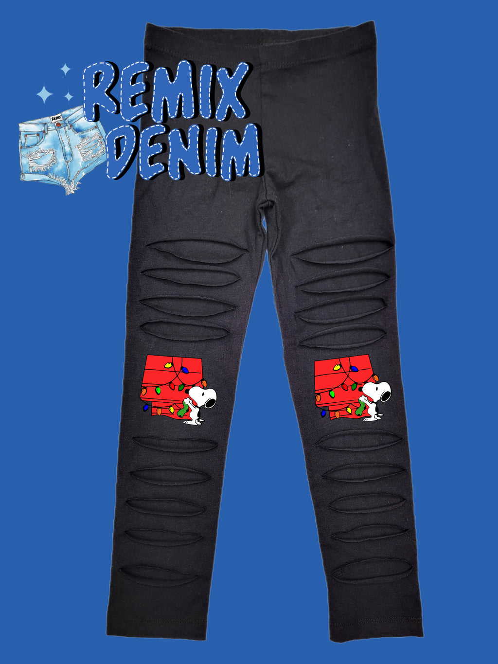 Snoopy Lights Distressed Leggings