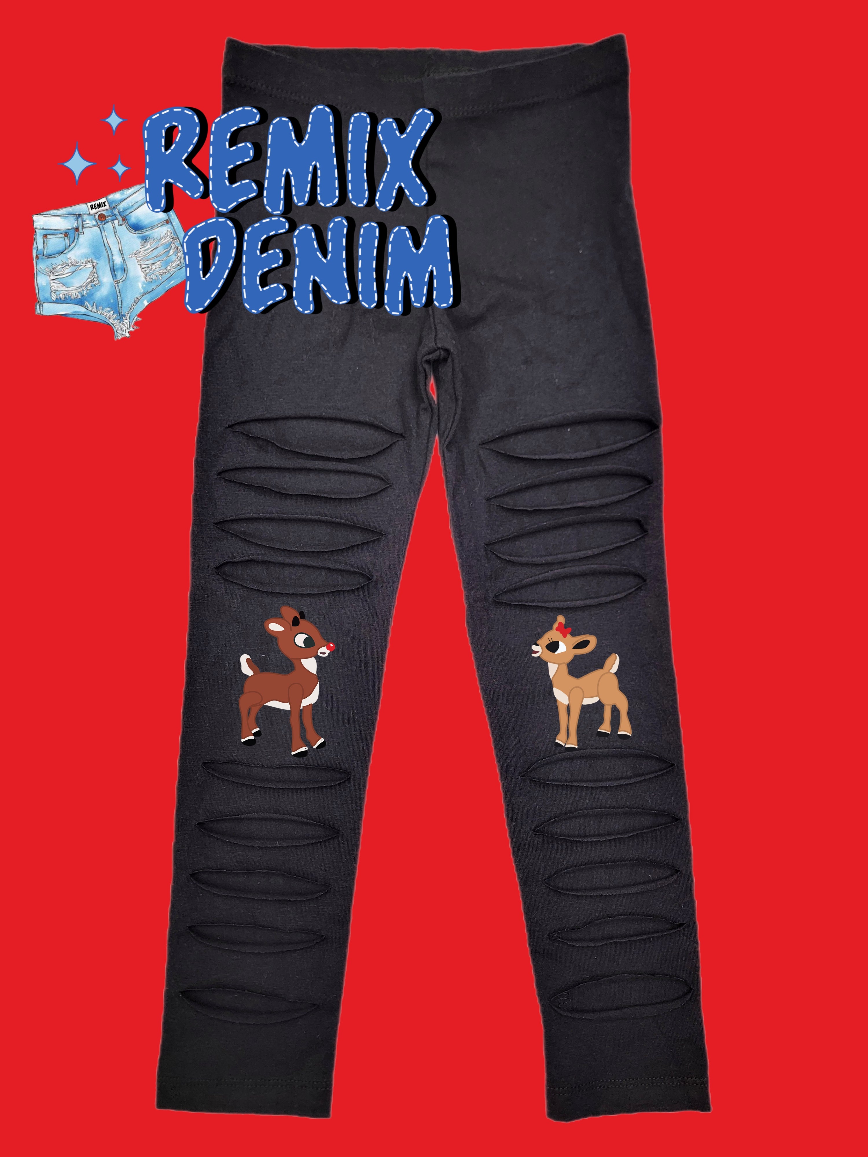 Original Reindeer Distressed Leggings